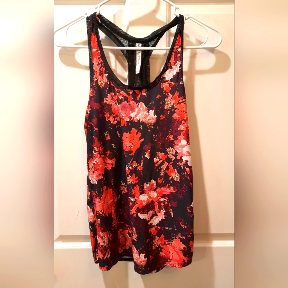 Fabletics Womans Top XS Red/Black Racerback Athleisure Sporty Activewear